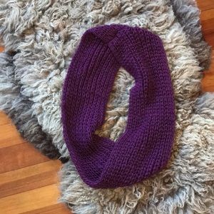 Purple knit infinity scarf